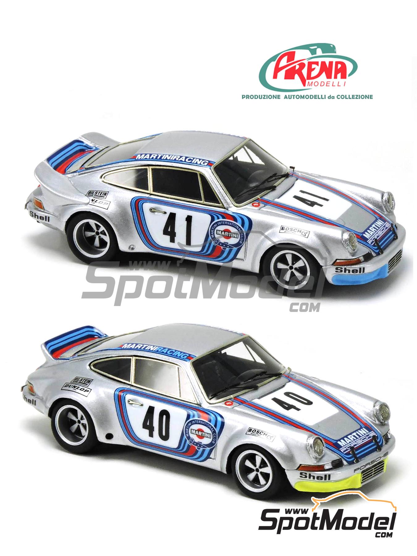 Porsche 911 Carrera RSR Martini International Racing Team - SPA  Francorchamps 1000 Kms 1973. Car scale model kit in 1/43 scale manufactured  by Arena M